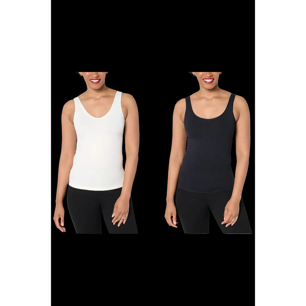 Breezies Women's 2pk Cooling Seamless Reversible Cami Black/White - Regular
